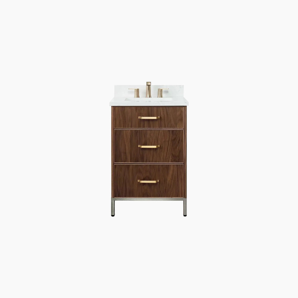 
                  
                    Malibu 24" American Black Walnut Bathroom Vanity - All Drawers
                  
                