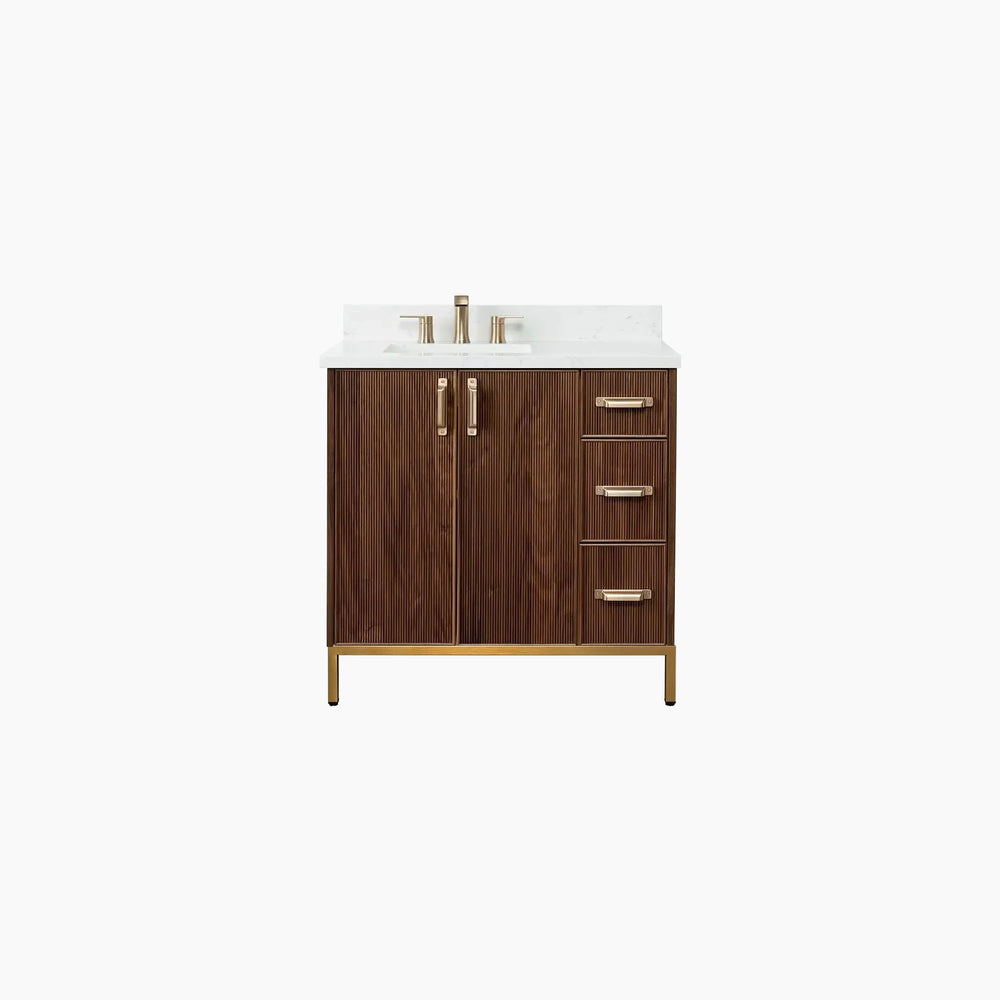 
                  
                    Malibu 36" American Black Walnut Bathroom Vanity, Left Sink
                  
                