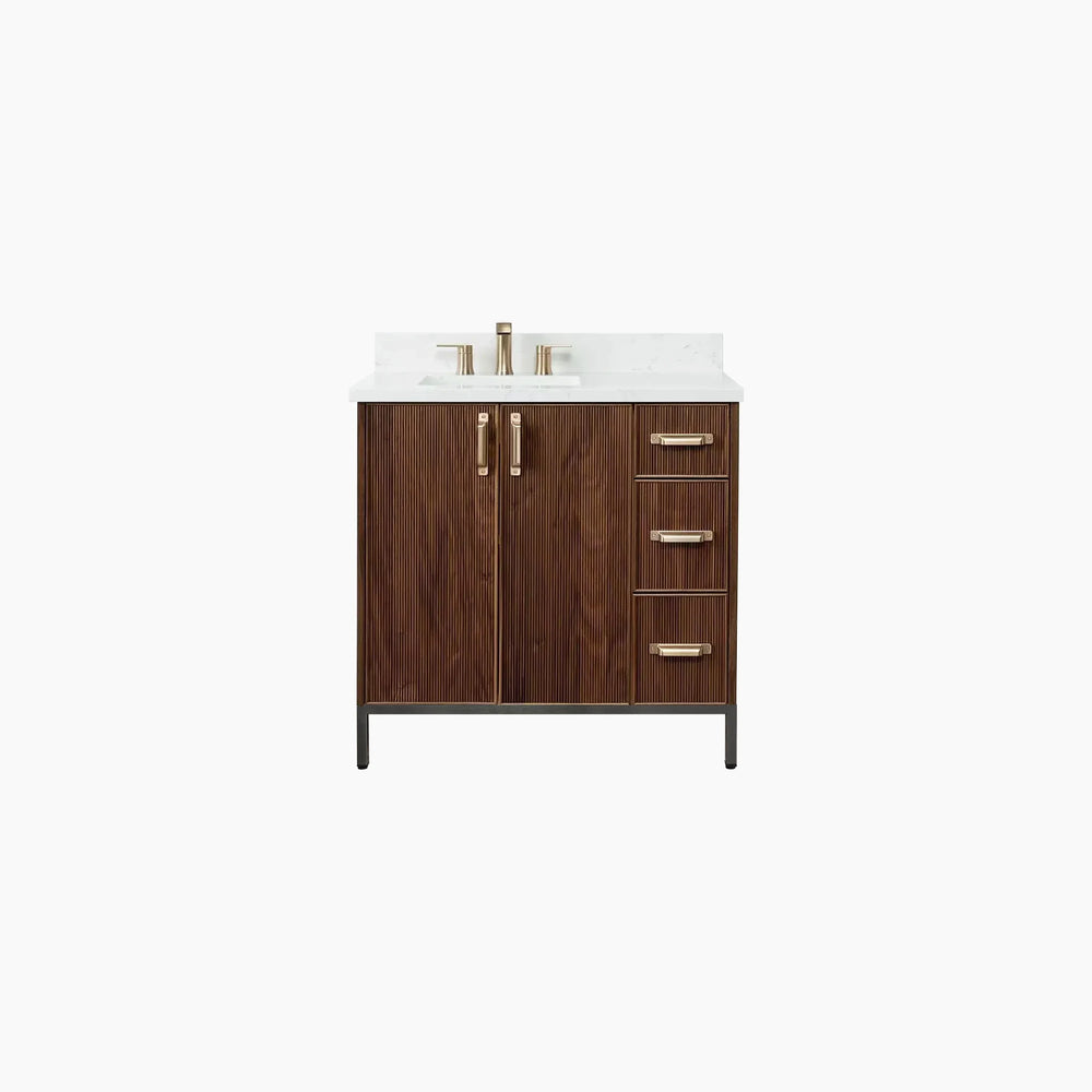 
                  
                    Malibu 36" American Black Walnut Bathroom Vanity, Left Sink
                  
                