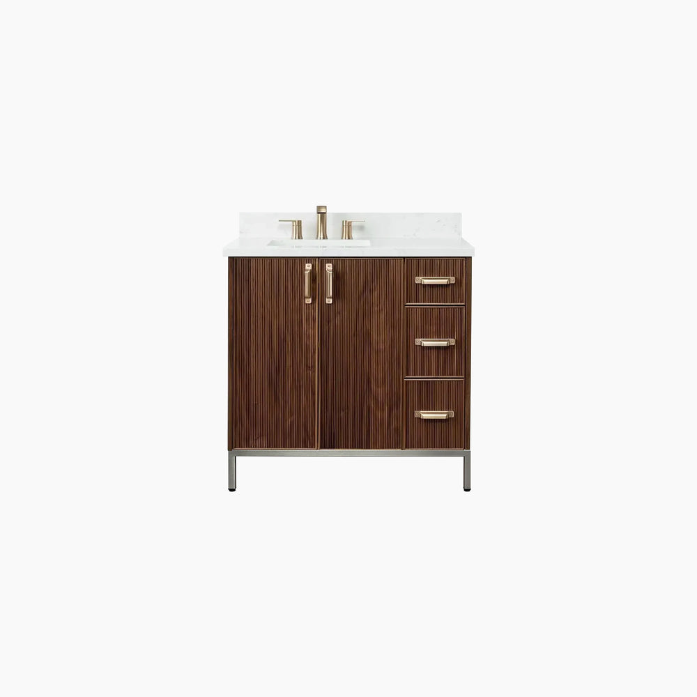 
                  
                    Malibu 36" American Black Walnut Bathroom Vanity, Left Sink
                  
                