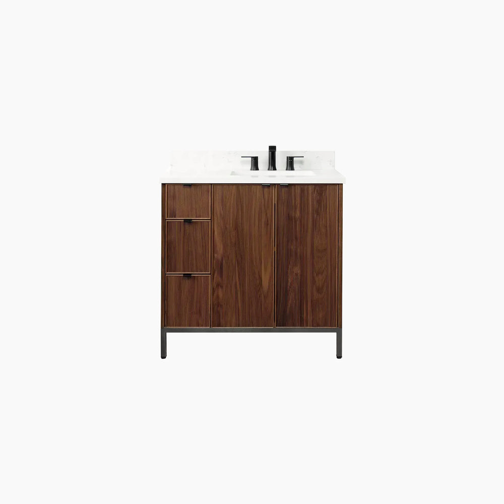 
                  
                    Malibu 36" American Black Walnut Bathroom Vanity, Right Sink
                  
                