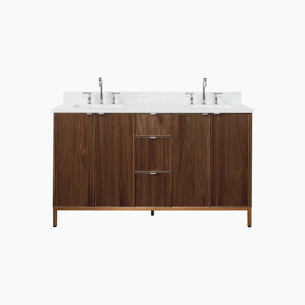 
                  
                    Malibu 60" American Black Walnut Bathroom Vanity, Double Sink
                  
                