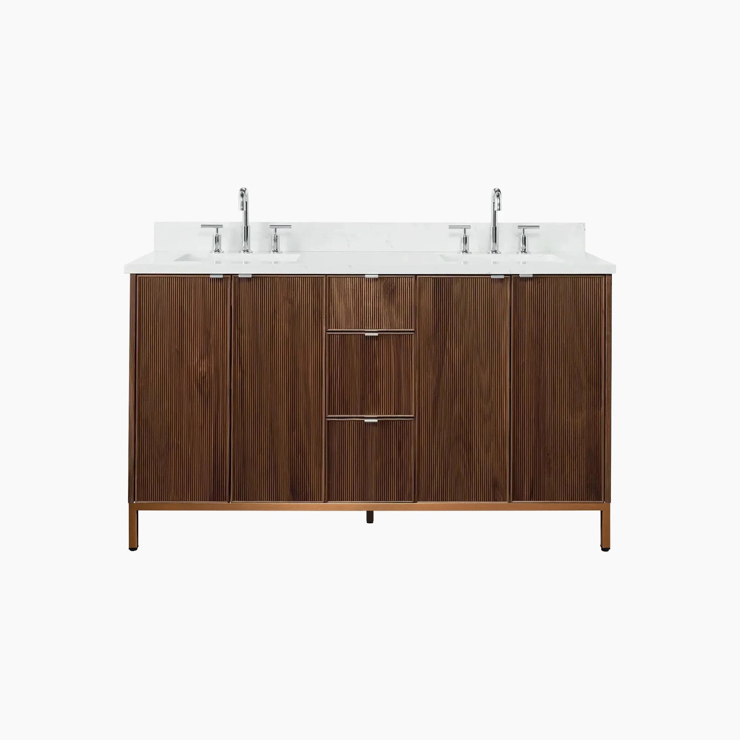 
                  
                    Malibu 60" American Black Walnut Bathroom Vanity, Double Sink
                  
                