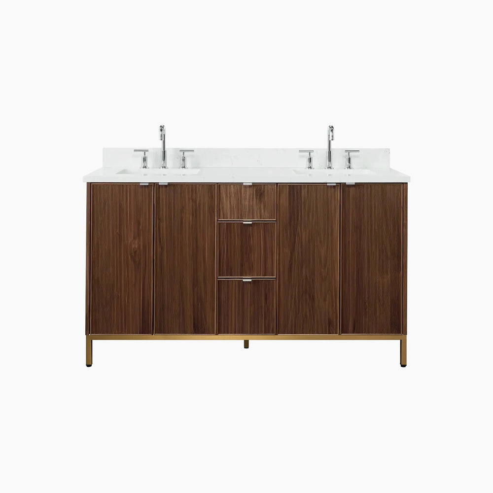 
                  
                    Malibu 60" American Black Walnut Bathroom Vanity, Double Sink
                  
                