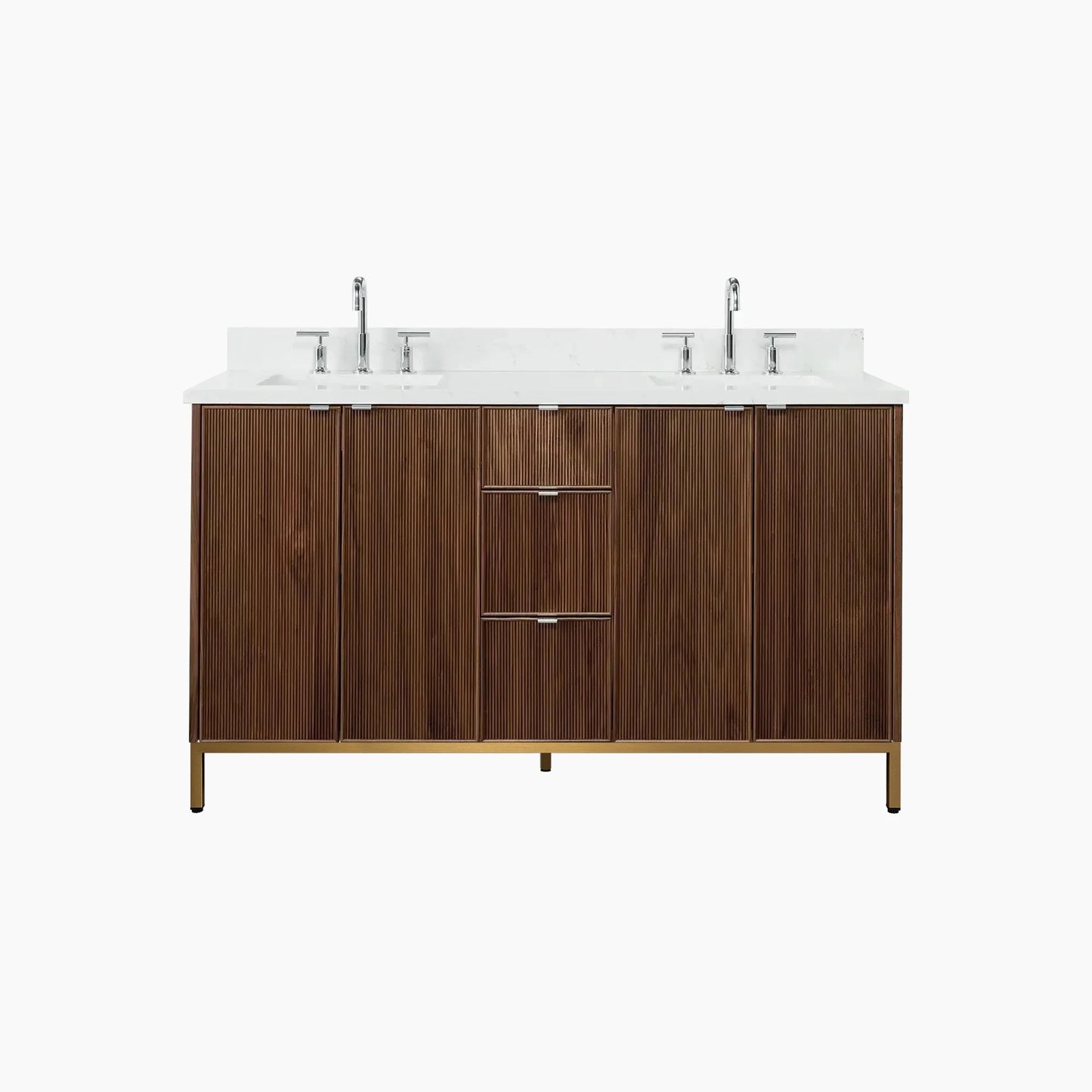
                  
                    Malibu 60" American Black Walnut Bathroom Vanity, Double Sink
                  
                