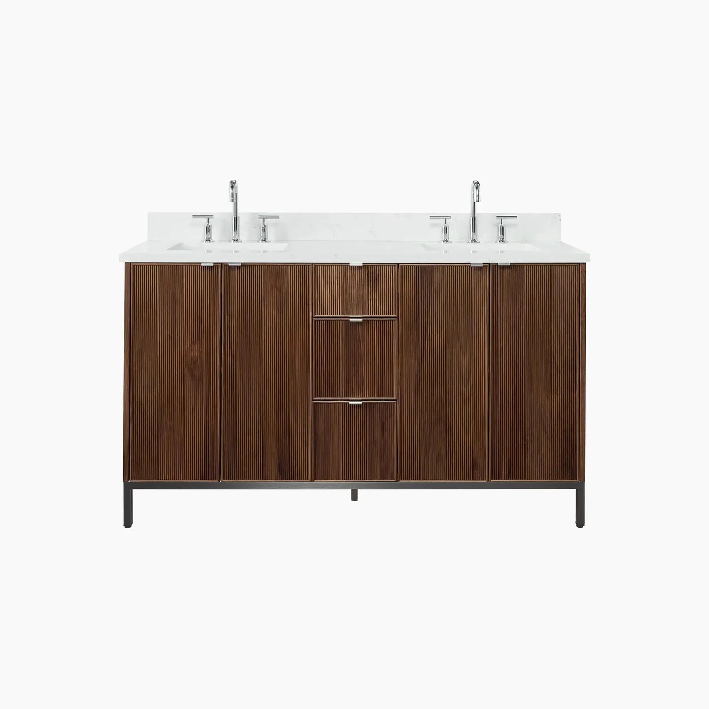 
                  
                    Malibu 60" American Black Walnut Bathroom Vanity, Double Sink
                  
                