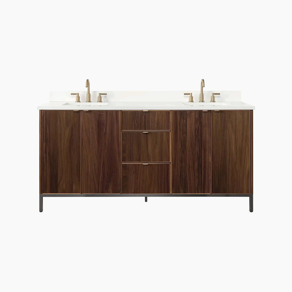 
                  
                    Malibu 72" American Black Walnut Bathroom Vanity, Double Sink
                  
                