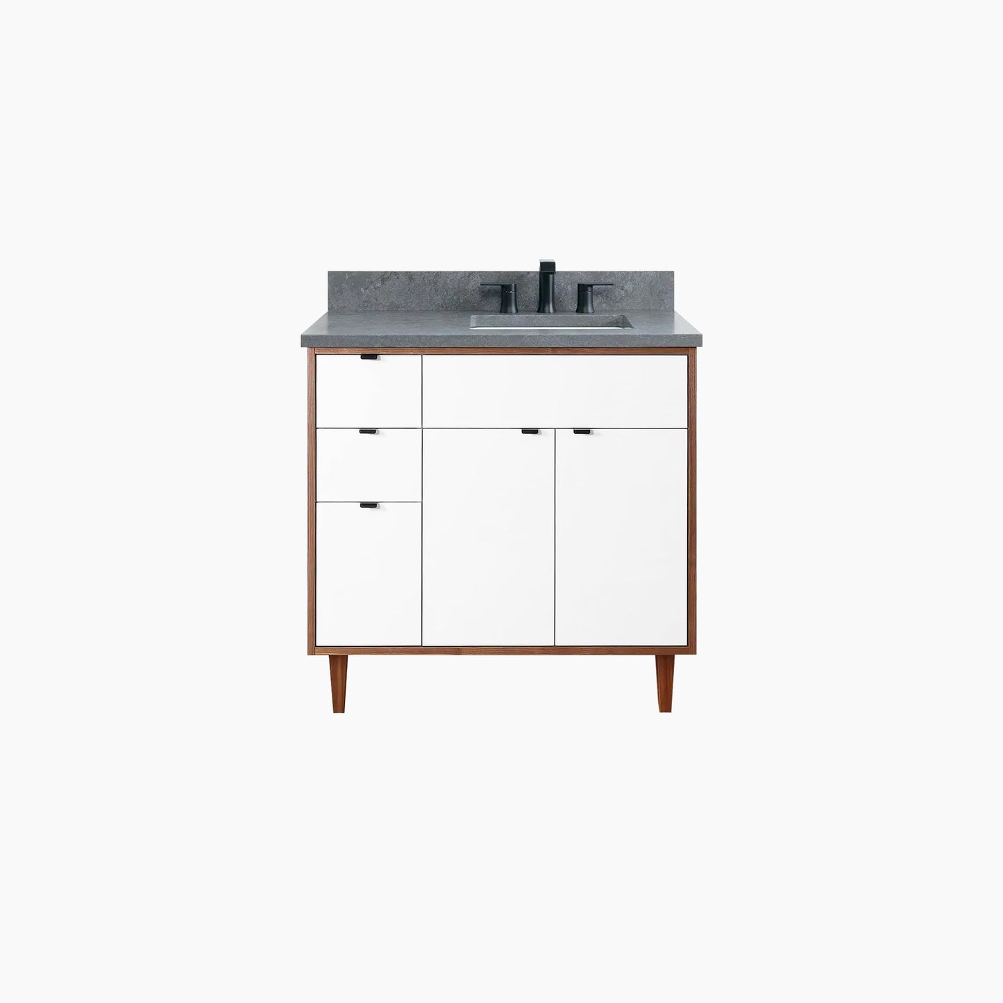 Sidney 36" Gloss White Bathroom Vanity, Right Sink