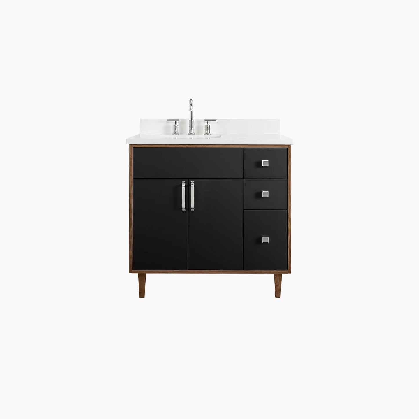 Sidney 36" Matte Black Bathroom Vanity, Left Sink