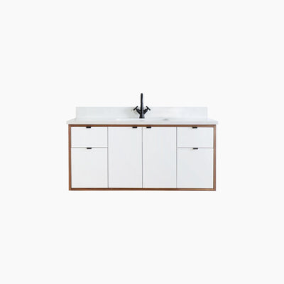 Sidney 48" Wall Mount Gloss White Bathroom Vanity