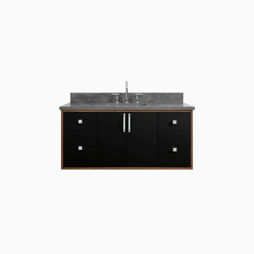 Sidney 48" Wall Mount Matte Black Bathroom Vanity