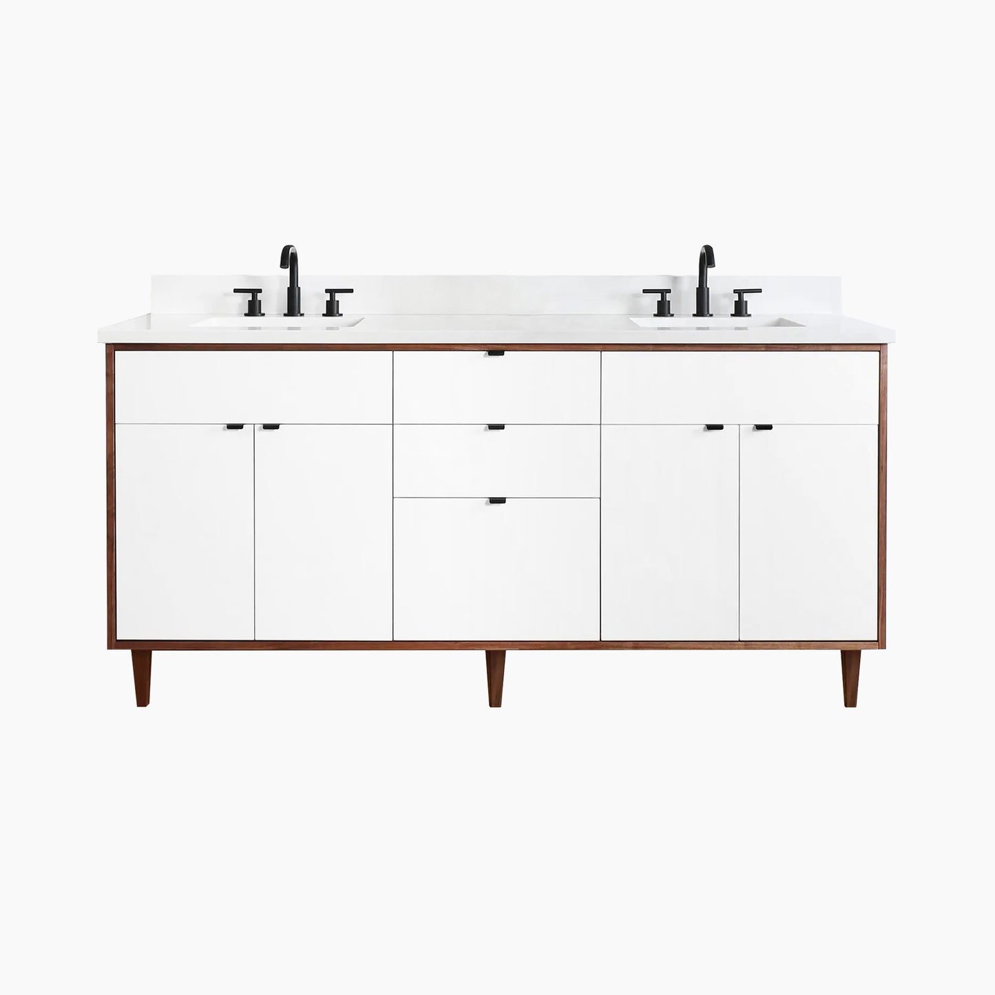 Sidney 72" Gloss White Bathroom Vanity, Double Sink