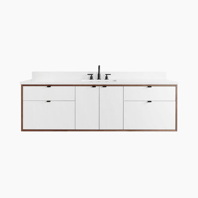 Sidney 72" Wall Mount Gloss White Bathroom Vanity