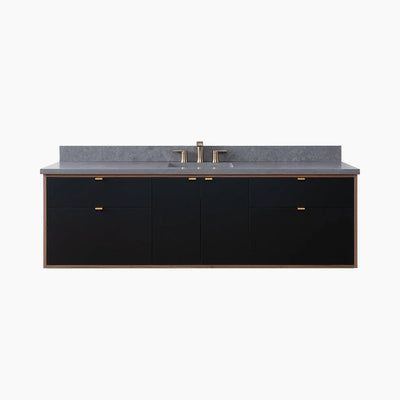 Sidney 72" Wall Mount Matte Black Bathroom Vanity