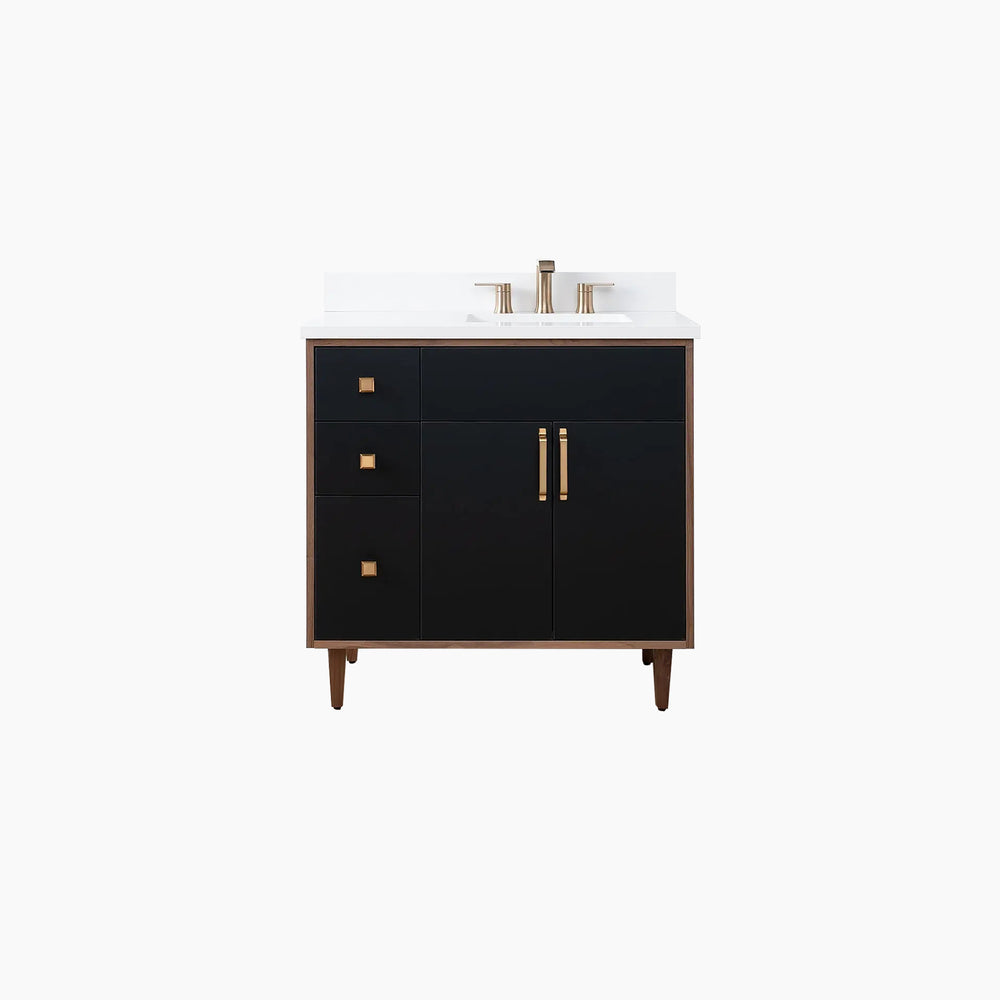 
                  
                    Sidney SLIM 36" Matte Black Bathroom Vanity, Right Sink
                  
                