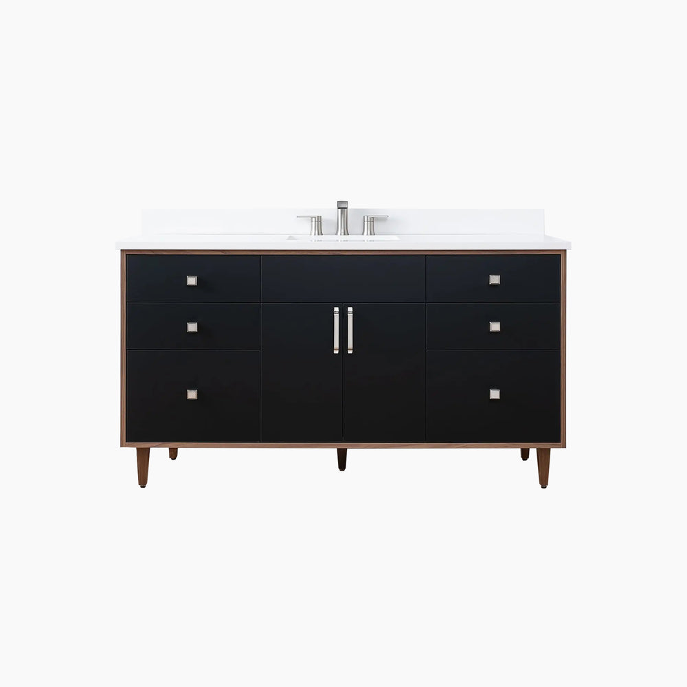 Sidney SLIM 60" Matte Black Bathroom Vanity