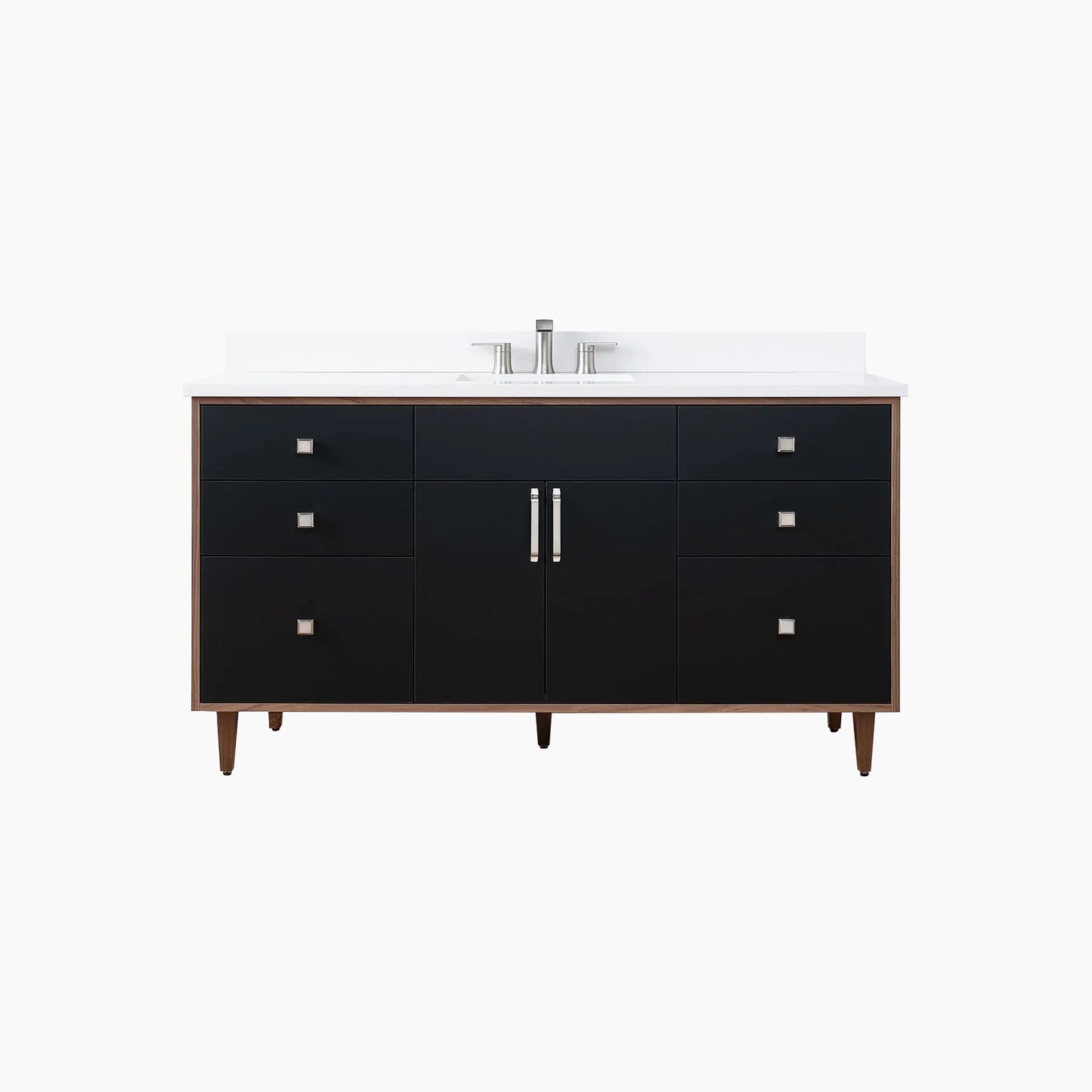 Sidney SLIM 60" Matte Black Bathroom Vanity