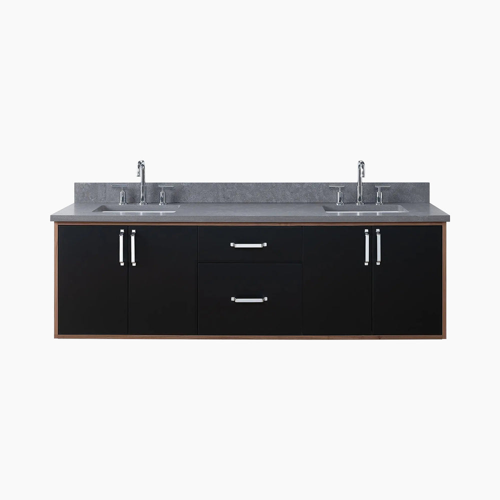 
                  
                    Sidney SLIM 72" Wall Mount Matte Black Bathroom Vanity, Double Sink
                  
                