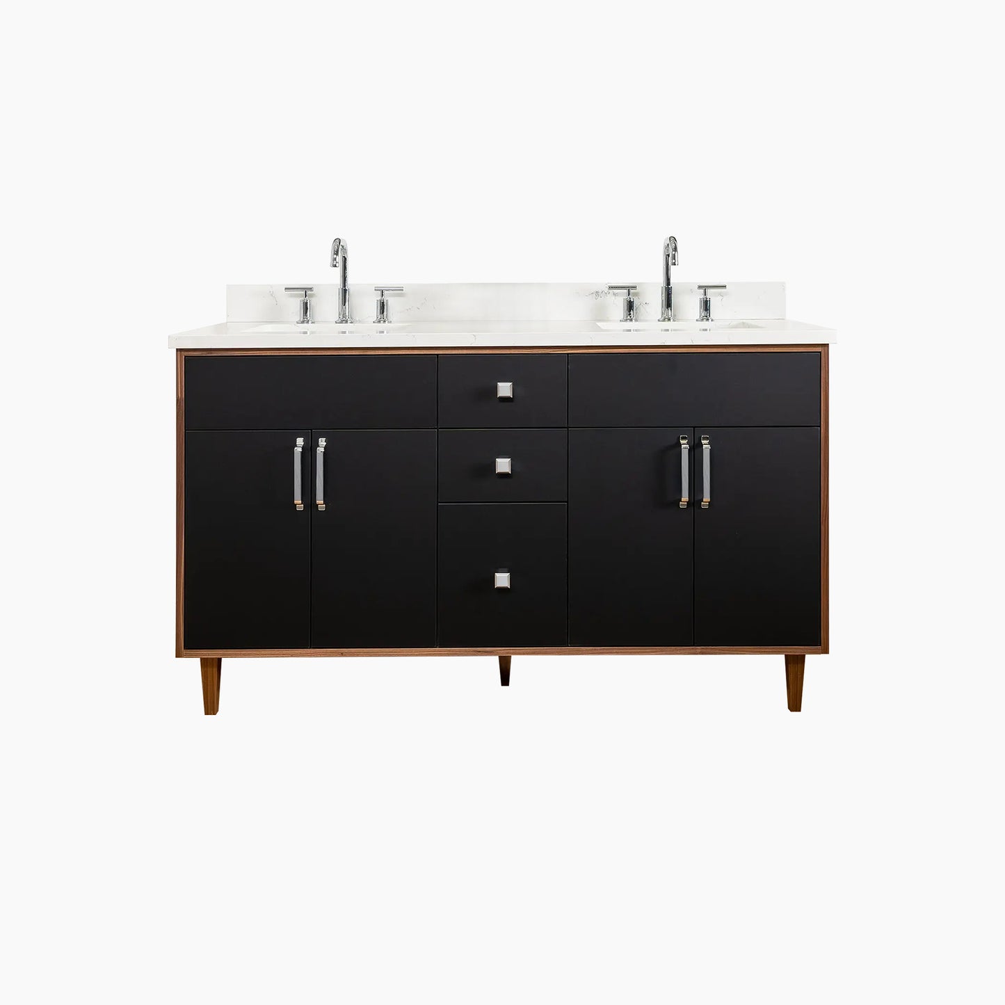 Sidney 60" Matte Black Bathroom Vanity, Double Sink