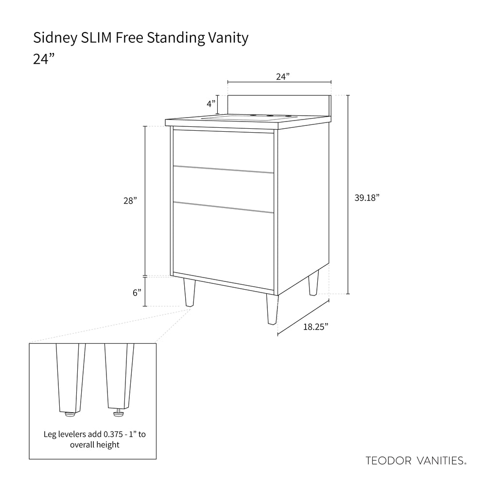 
                  
                    Sidney SLIM 24" Matte Black Bathroom Vanity - All Drawers
                  
                