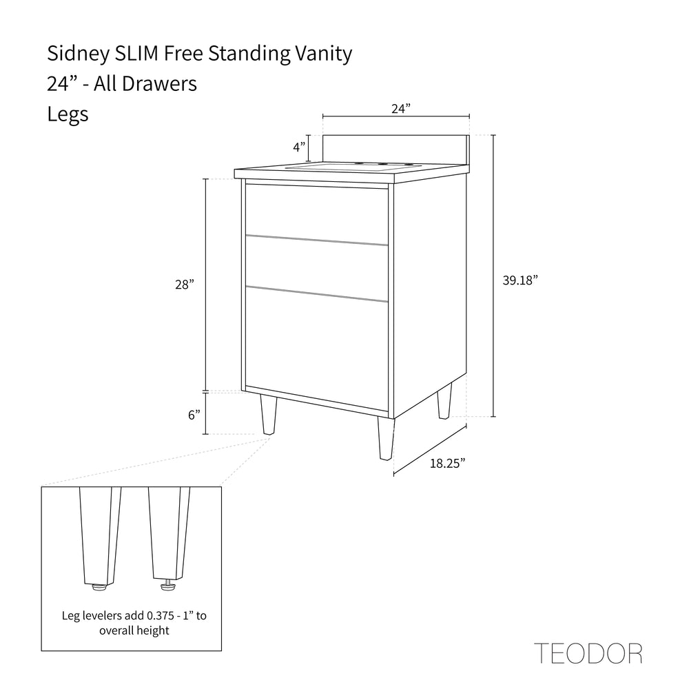 
                  
                    Sidney SLIM 24" Matte Black Bathroom Vanity - All Drawers
                  
                