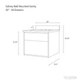 
                  
                    Sidney 30", Teodor® Modern Wall Mount Gloss White Vanity Teodor Bathroom VanityCanada
                  
                
