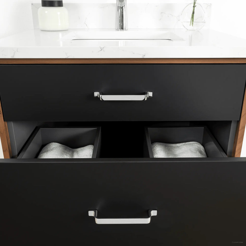 
                  
                    Sidney 30" Wall Mount Matte Black Bathroom Vanity - All Drawers
                  
                