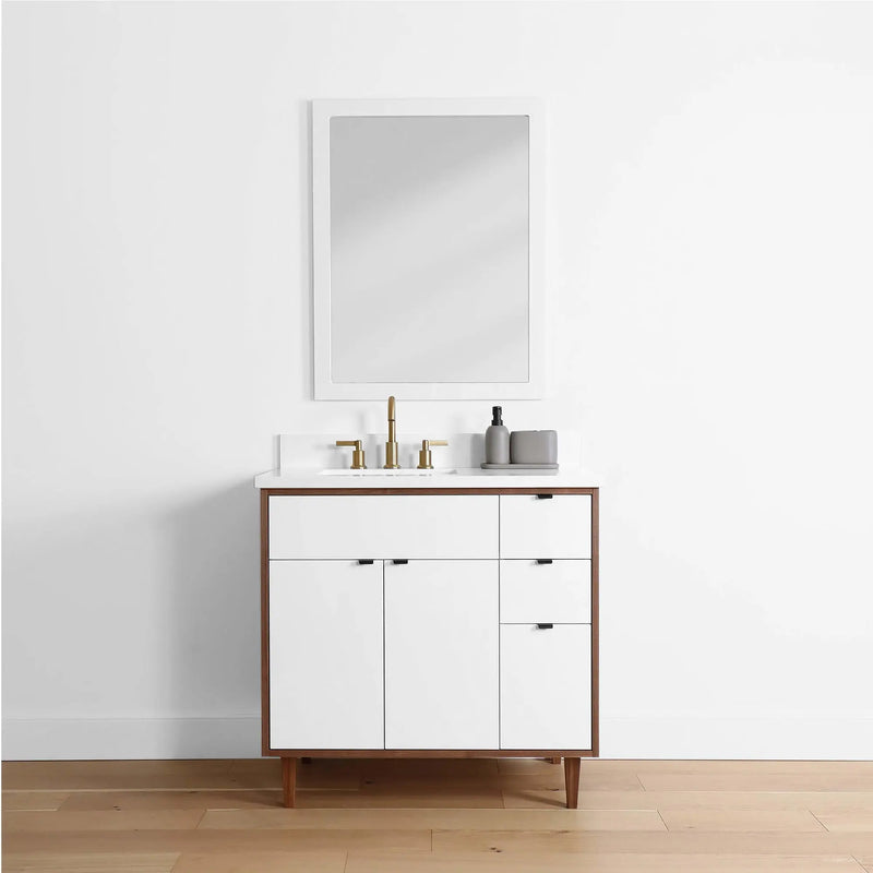 Sidney 36", Teodor® Modern Gloss White Vanity, Left Sink Teodor Bathroom VanityCanada