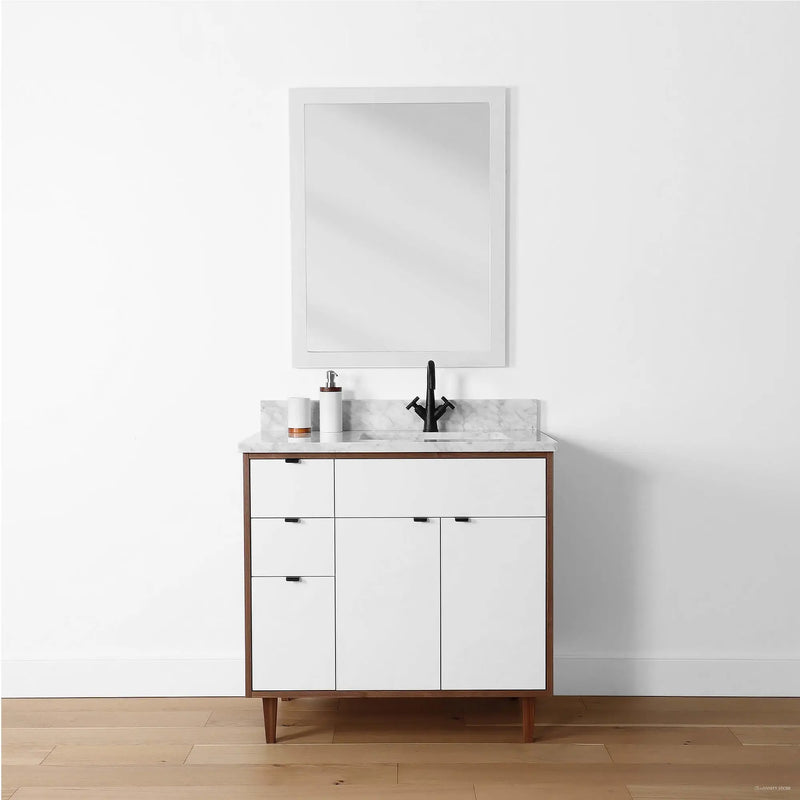 Sidney 36", Teodor® Modern Gloss White Vanity, Right Sink Teodor Bathroom VanityCanada