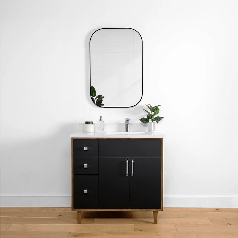 Sidney 36", Teodor® Modern Matte Black Vanity, Right Sink Teodor Bathroom VanityCanada