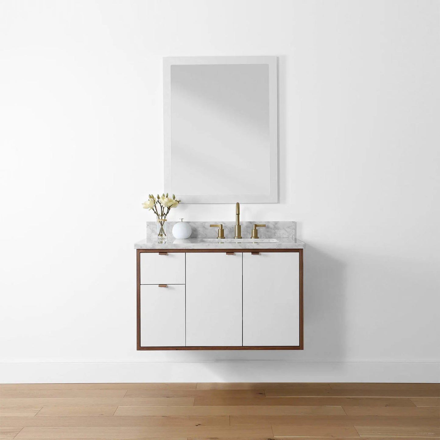 Sidney 36", Teodor® Modern Wall Mount Gloss White Vanity, Right Sink Teodor Bathroom VanityCanada