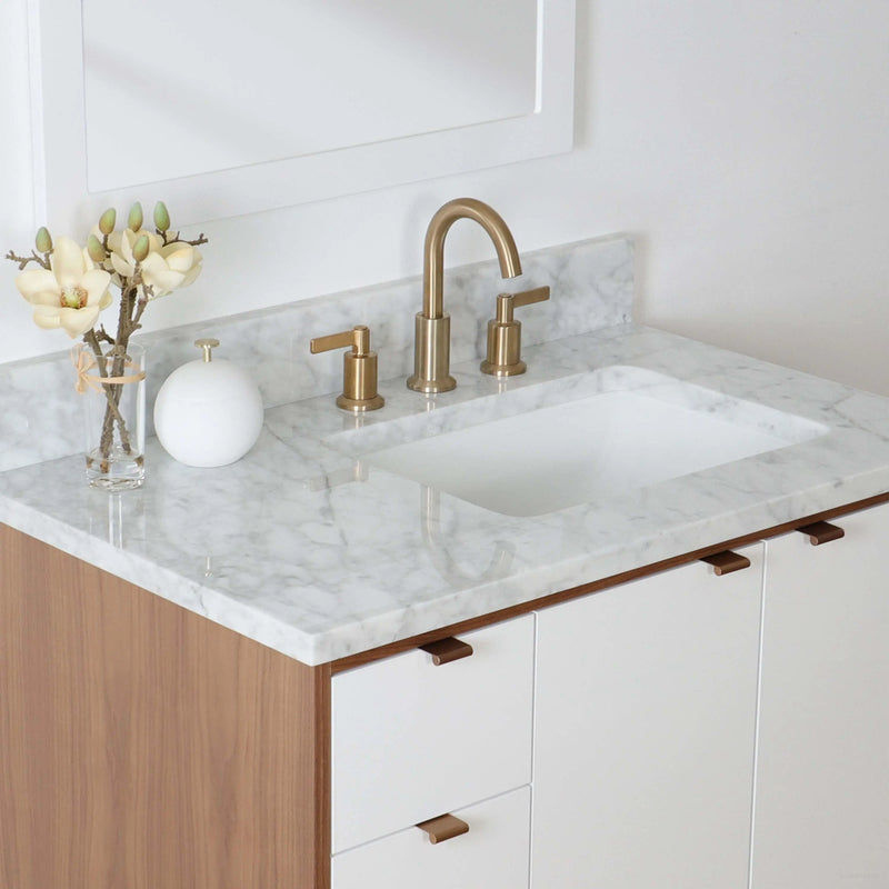 Sidney 36", Teodor® Modern Wall Mount Gloss White Vanity, Right Sink
