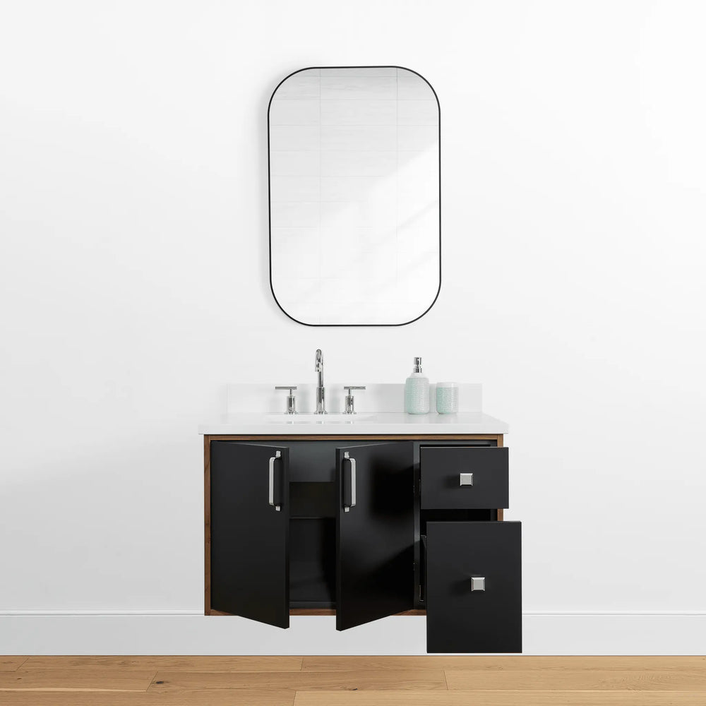 
                  
                    Sidney 36" Wall Mount Matte Black Bathroom Vanity, Left Sink
                  
                