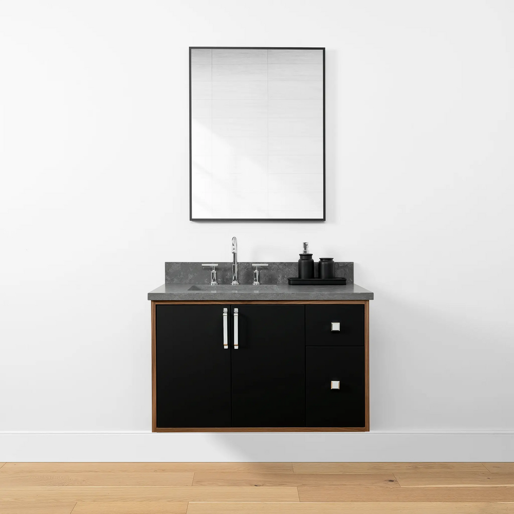 
                  
                    Sidney 36" Wall Mount Matte Black Bathroom Vanity, Left Sink
                  
                