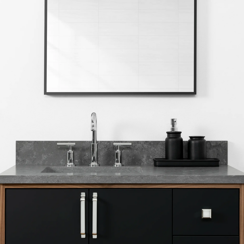 Sidney 36", Teodor® Modern Wall Mount Matte Black Vanity, Left Sink