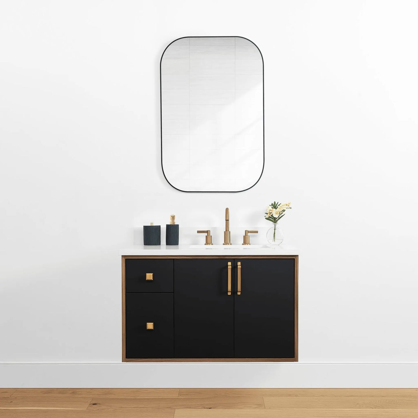 Sidney 36", Teodor® Modern Wall Mount Matte Black Vanity, Right Sink Teodor Bathroom VanityCanada