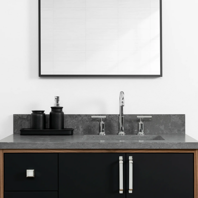 Sidney 36" Wall Mount Matte Black Bathroom Vanity, Right Sink