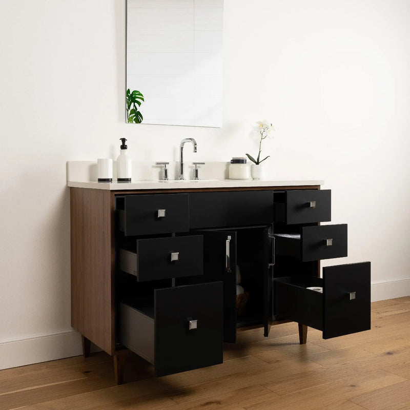 Sidney 48" Matte Black Bathroom Vanity