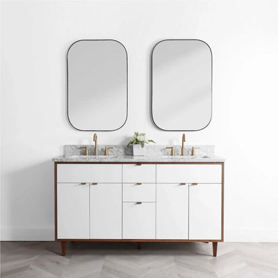Sidney 60", Teodor® Modern Gloss White Vanity, Double Sink Teodor Bathroom VanityCanada