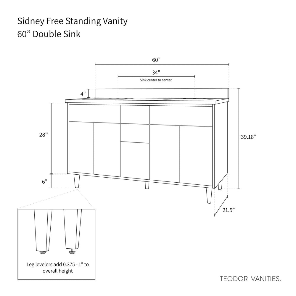 
                  
                    Sidney 60", Teodor® Modern Matte Black Vanity, Double Sink Teodor Bathroom VanityCanada
                  
                