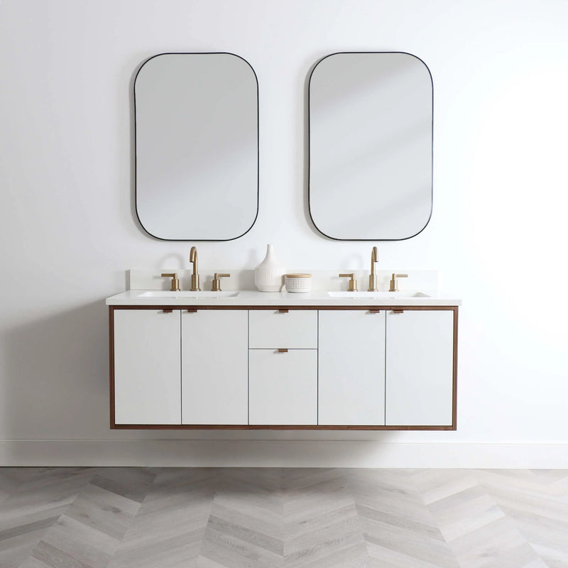 Sidney 60", Teodor® Modern Wall Mount Gloss White Vanity, Double Sink Teodor Bathroom VanityCanada