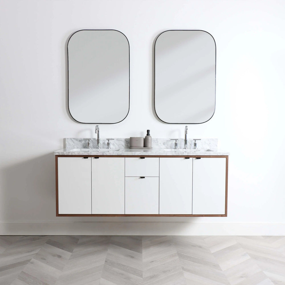 
                  
                    Sidney 60" Wall Mount Gloss White Bathroom Vanity, Double Sink
                  
                
