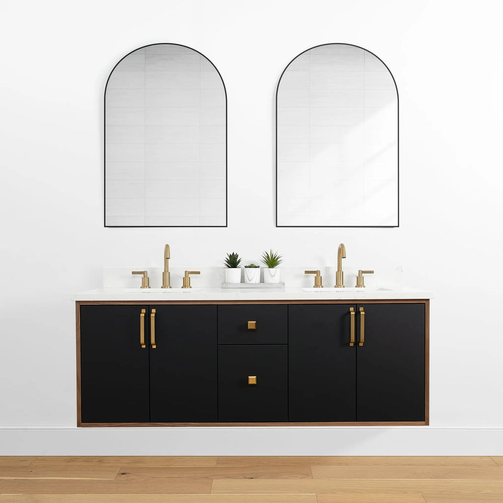 
                  
                    Sidney 60", Teodor® Modern Wall Mount Matte Black Vanity, Double Sink Teodor Bathroom VanityCanada
                  
                