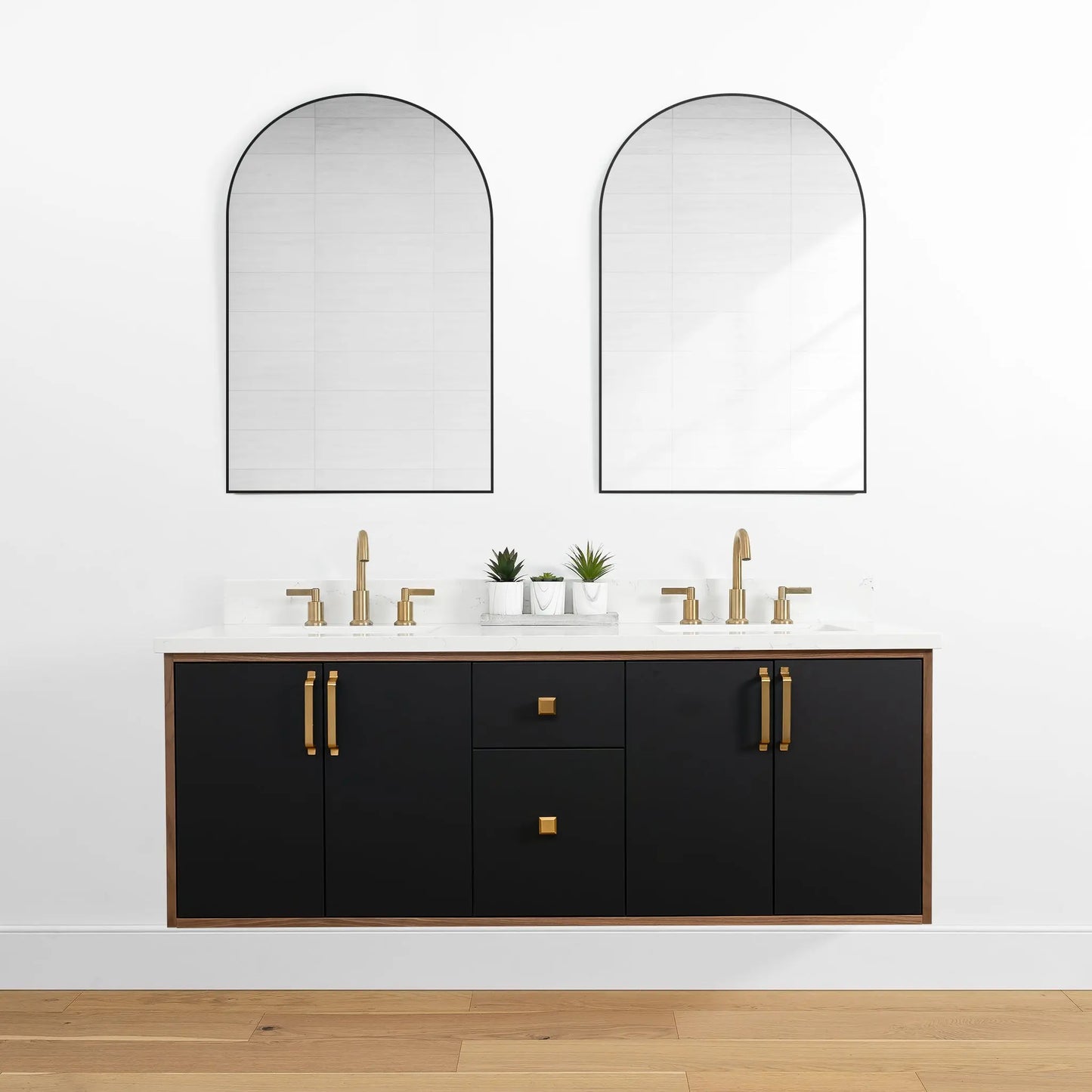 Sidney 60", Teodor® Modern Wall Mount Matte Black Vanity, Double Sink Teodor Bathroom VanityCanada