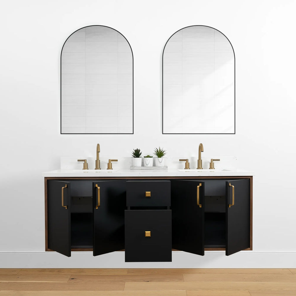 
                  
                    Sidney 60" Wall Mount Matte Black Bathroom Vanity, Double Sink
                  
                