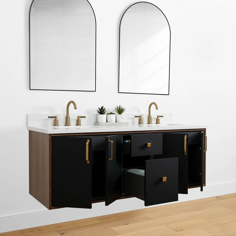 
                  
                    Sidney 60" Wall Mount Matte Black Bathroom Vanity, Double Sink
                  
                