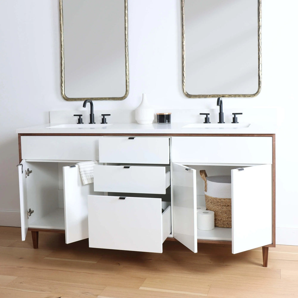 
                  
                    Sidney 72" Gloss White Bathroom Vanity, Double Sink
                  
                