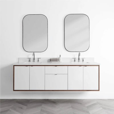 Sidney 72", Teodor® Modern Wall Mount Gloss White Vanity, Double Sink Teodor Bathroom VanityCanada