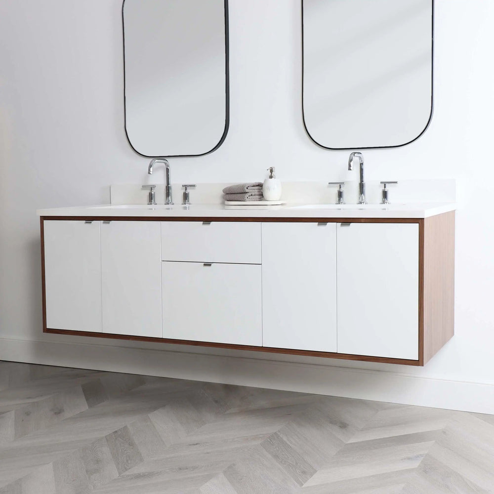 
                  
                    Sidney 72" Wall Mount Gloss White Bathroom Vanity, Double Sink
                  
                