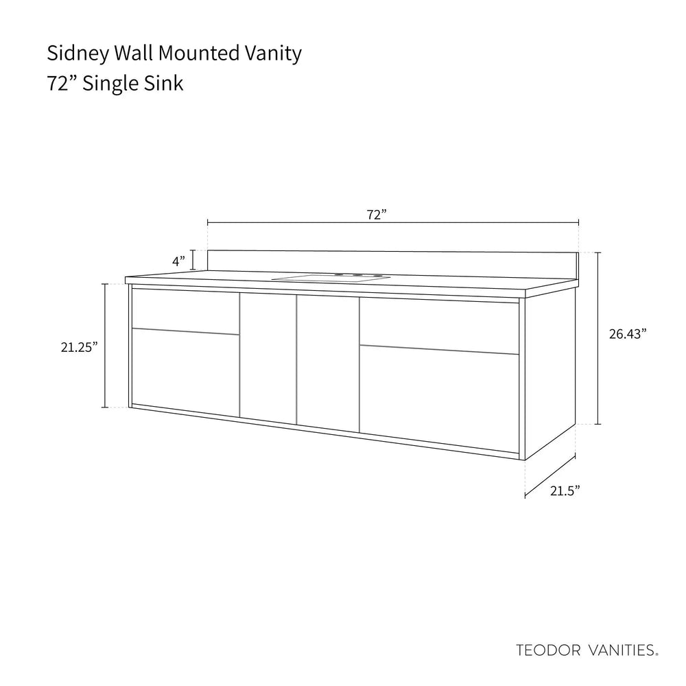 
                  
                    Sidney 72", Teodor® Modern Wall Mount Matte Black Vanity Teodor Bathroom VanityCanada
                  
                